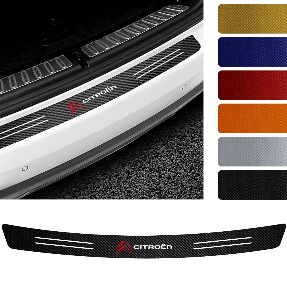 1Pcs Car Carbon Fiber Trunk Rear Bumper Edge Protection Sticker For Citroen C3 C5 Aircross CELYSEE Picasso Berlingo Valve Core view 4