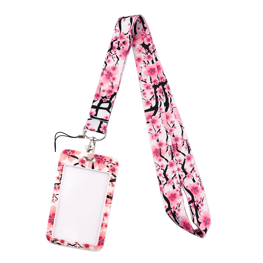 Nowy Sakura Cherry Blossoms Flower lanyard card ID Badge Holder Keychain Pass Gym Mobile Kids Key Holder Key Rings Gift — zdjęcie 5