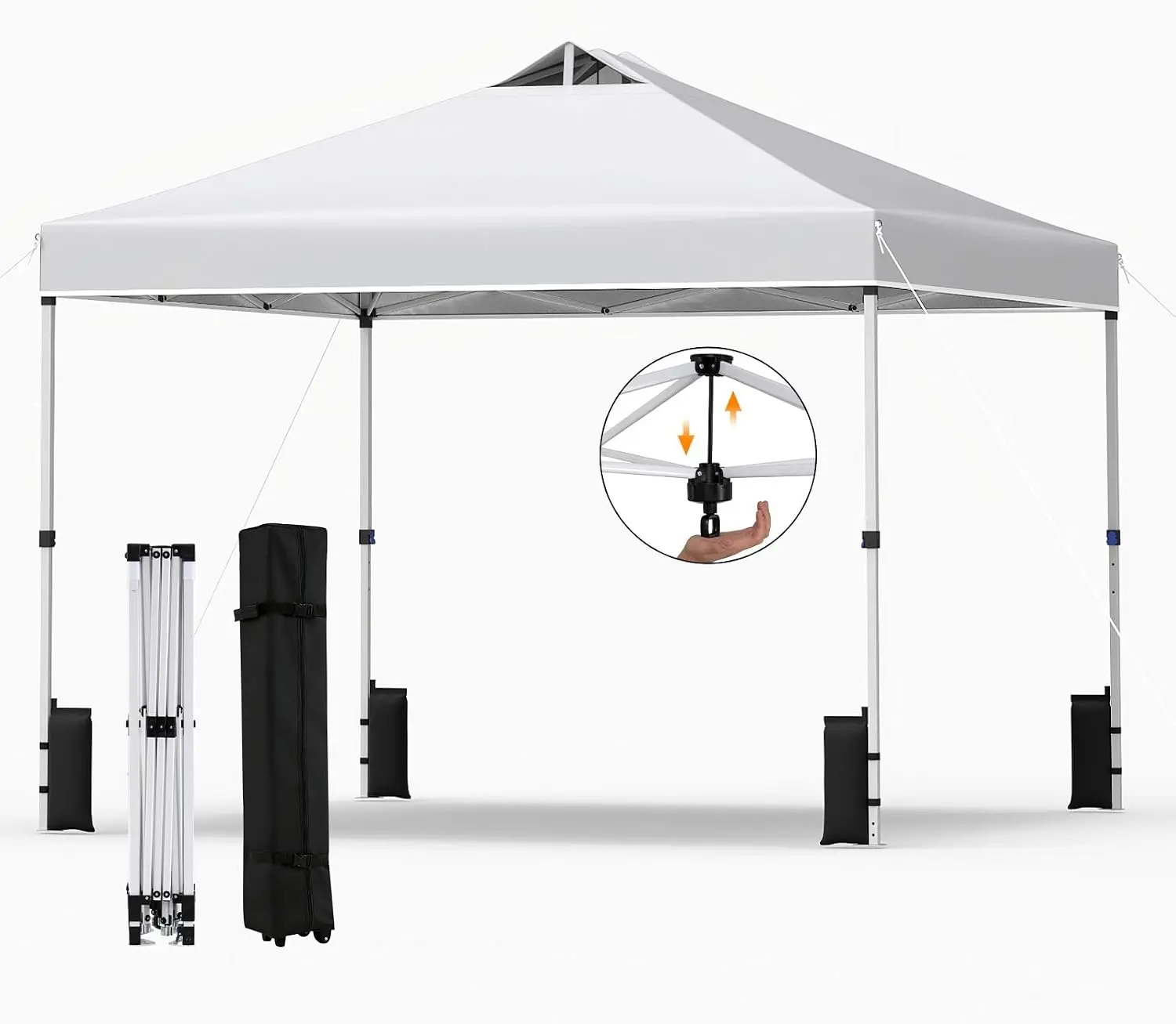 10 x 10 FT Pop up Canopy Tent, 1 Person Easy Setup Gazebo Shelter w/ 1 Button Push, Roller Bag, Silver-coated Top, Heavy-duty Fr