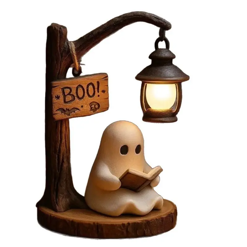 [NEWA08R】 Halloween Resin Ghost Night Light, European Style Desktop Atmosphere Table Lamp