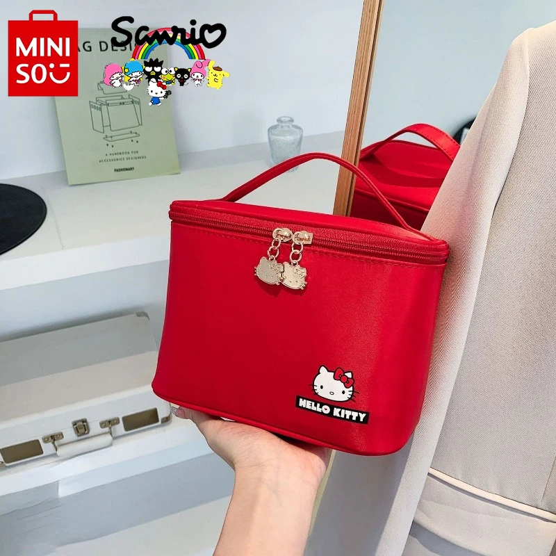 Miniso Hello Kitty 2024 Makeup Bag Fashionable High Quality Women's Wash Bag Cartoon Casual Large Capacity Portable Storage Bag