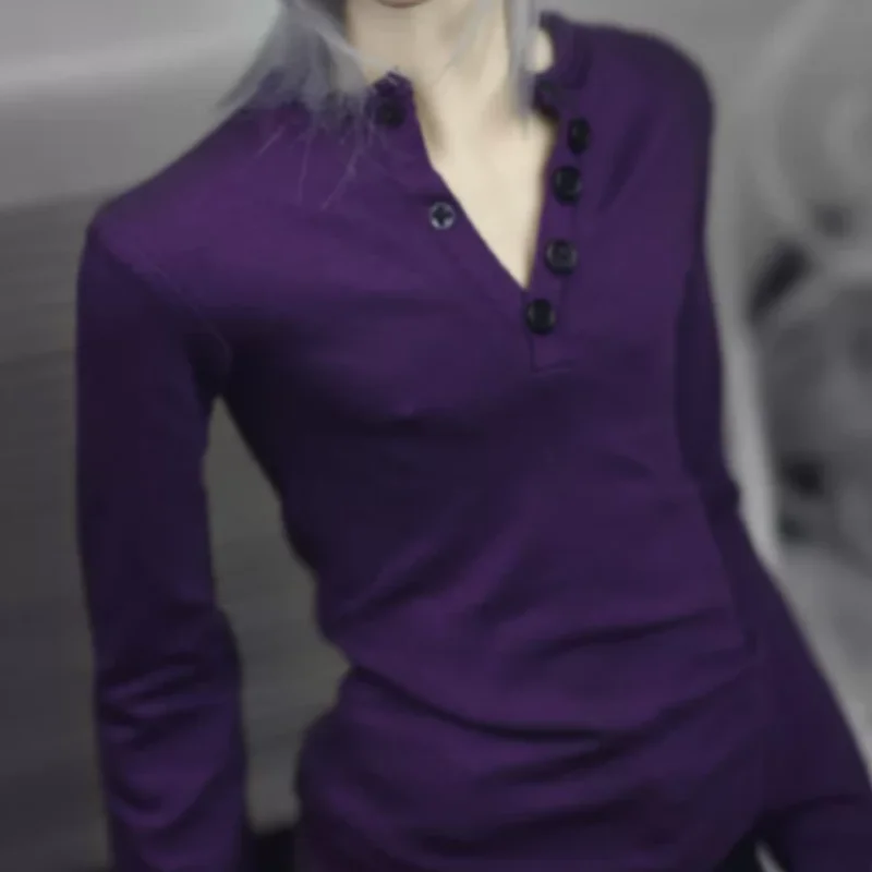 1/4 1/3 Uncle Size BJD Doll Clothes Purple Gray Red Black Base Buckle Slim T-shirt Tops  1Pcs