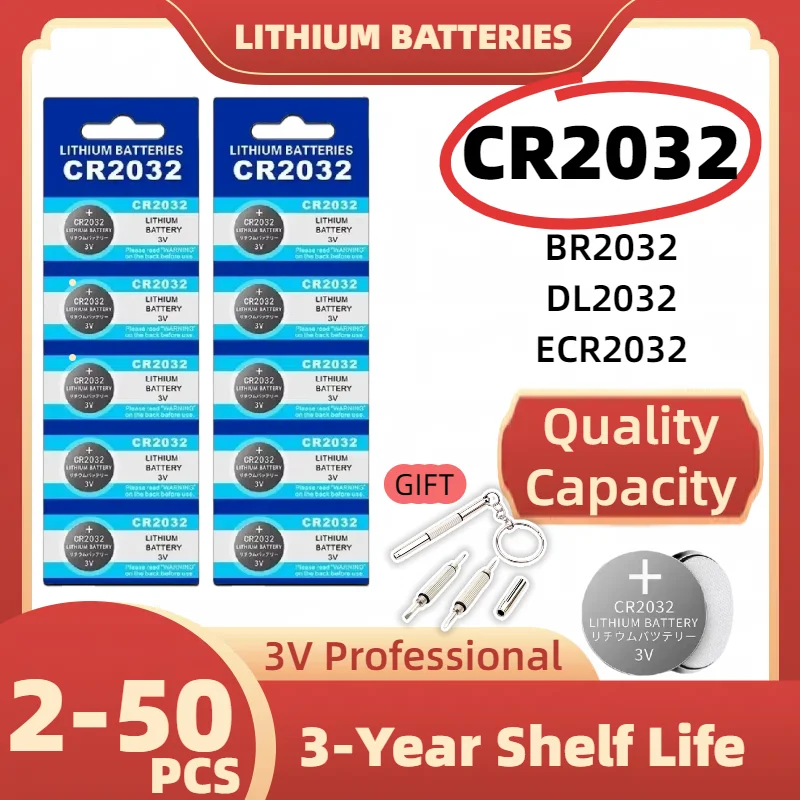 

2-50PCS CR2032 CR 2032 Button Battery 3V Lithium Battery For Watch Toy Calculator Car Remote Control Button Coin Cell