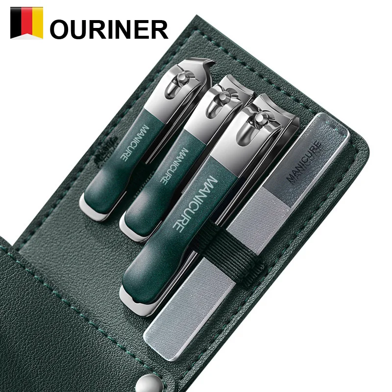 New Nail Clippers set 4 pcs with Rotating Leather Bag Professional Trimmer Pedicure Care Tools Manicure Set Home Care Gift