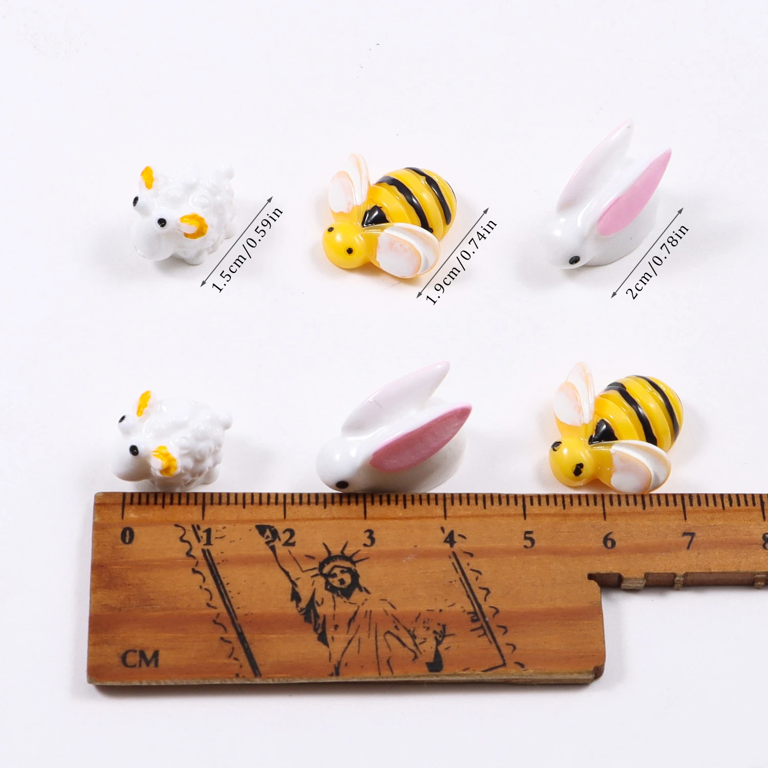 10Pcs Mini Bee Sheep Rabbit Resin Flatback Cabochon Miniature Ornaments DIY Scrapbooking Crafts Accessories Doll House Decor