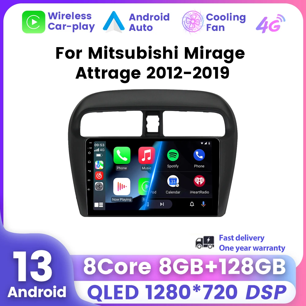 

QLED Screen 2 Din Android 13 Car Radio For Mitsubishi Mirage Spacestar Attrage 2012 - 2018 Carplay GPS DSP 4G Auto Stereo Player