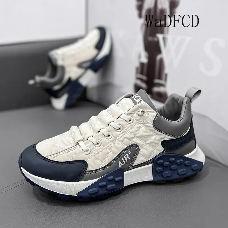 Chunky Sneaker Men Winter Plush Board Shoes Fashion Casual Microfiber Leather Down Upper Height Increased Platform Running Shoes