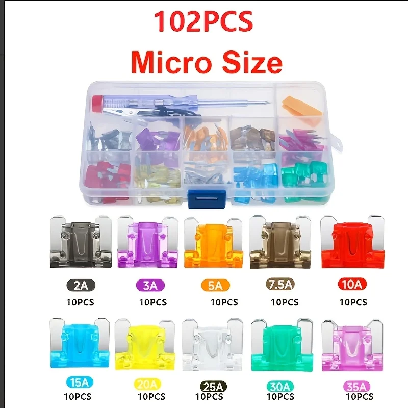 Super Mini Car Fuse Set Combination 202/102 Pcs Automotive Circuit Breaker Collection