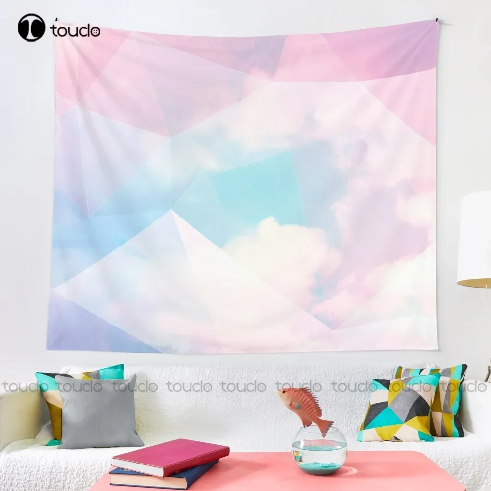 New Cotton Candy Geometric Sky - #Homedecor #Lifestyle #Magical Tapestry Nature Tapestry Background Wall Printed Tapestry