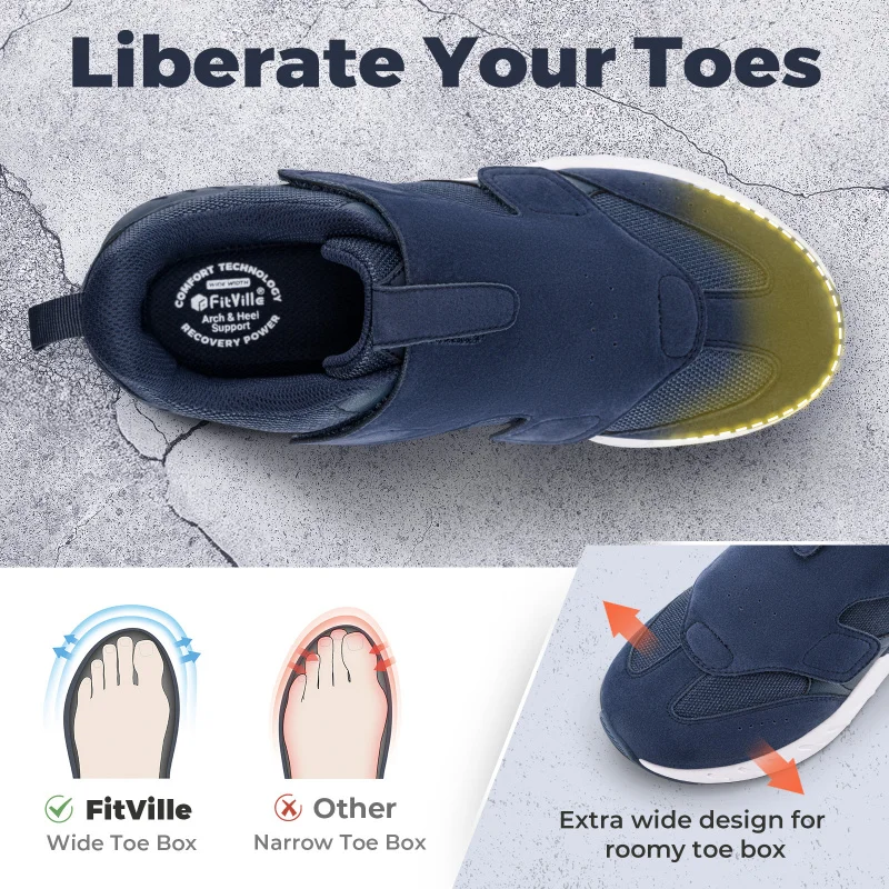 Men'S Diabetic Shoes Wide 2E Slip-On Sneaker For Swollen Feet Walking Sport Shoe With Arch Support For Foot Pain Relief