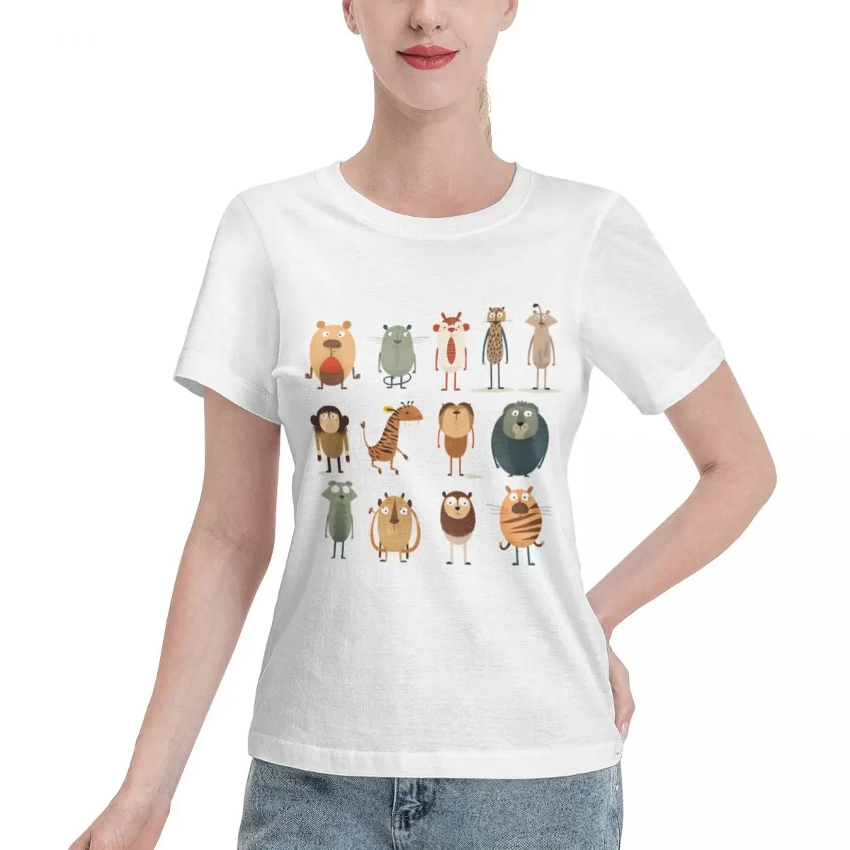 High Quality Lions And Tigers And Bears And Monkeys And Women's T-shirt Elegant Vintage Women Top
