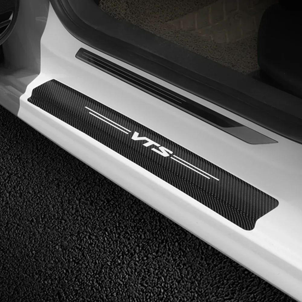 

4PCS Car Door Threshold Scuff Plate Stickers For Citroen C4 C1 C5 C3 C6 C-ELYSEE VTS Scratch-proof Carbon Fiber Pedal Decals