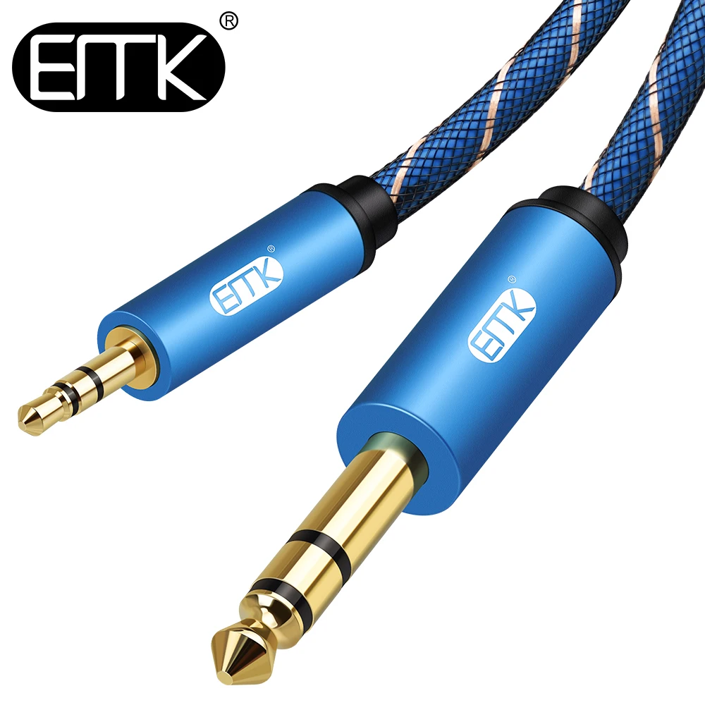 EMK Cavo audio stereo maschio da 6,35 mm 1/4 a AUX 3,5 mm Cavo jack AUX da 3,5 mm Cavo per auricolari per smartphone, laptop, chitarra, altoparlante