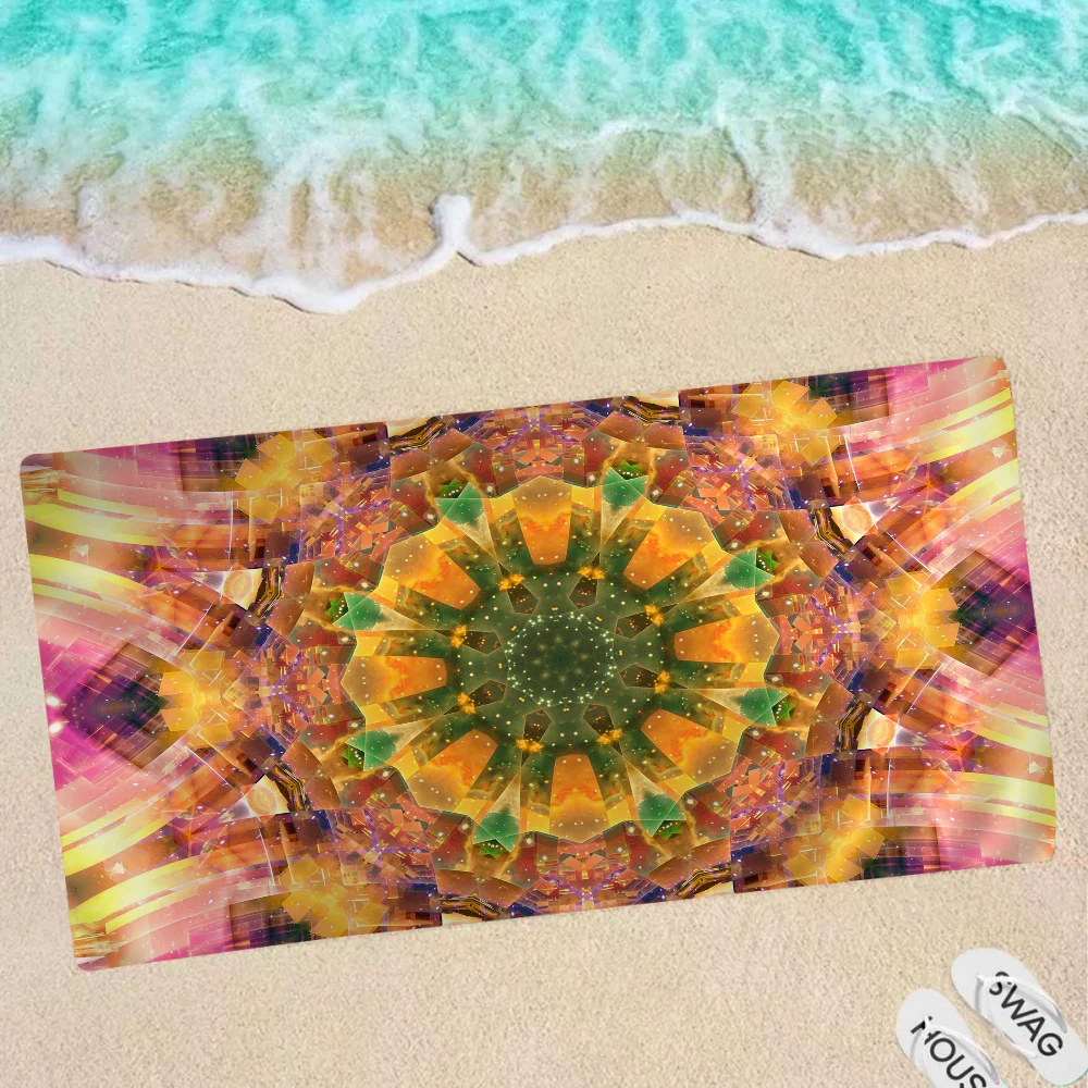 

3D Mandala Yoga Flower Microfiber Printed Beach Towel Mountain Climbing Yoga Beach Swimming Running Absorbent Soft Towel