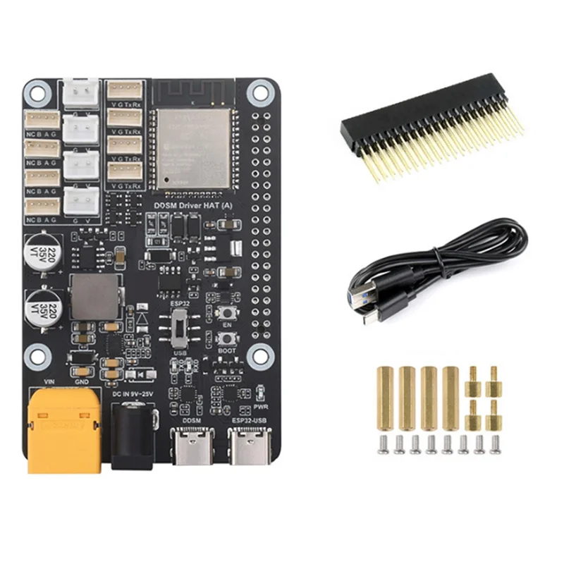 

-A99Z Wifi Wireless ESP32 DDSM Motor Driver HAT For Direct Drive Servo Hub Motors For Raspberry Pi