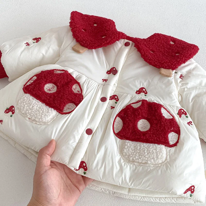 ملابس الفتيات السنة الغربية الجديدة 2025 شتاء جديد فستان سنة واحدة ملابس عيد ميلاد الطفل القطن الفطر سترة قطن #4