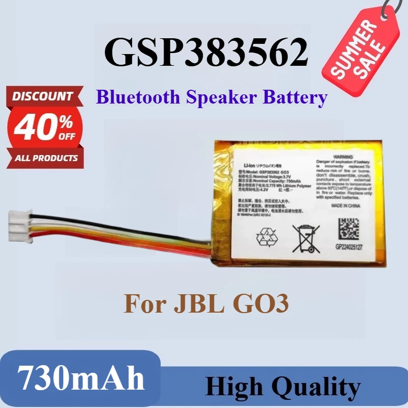 

High Quality Brand New GSP383562 Battery 3.7V 730mAh For JBL GO3 Bluetooth Speaker Replacement Battery