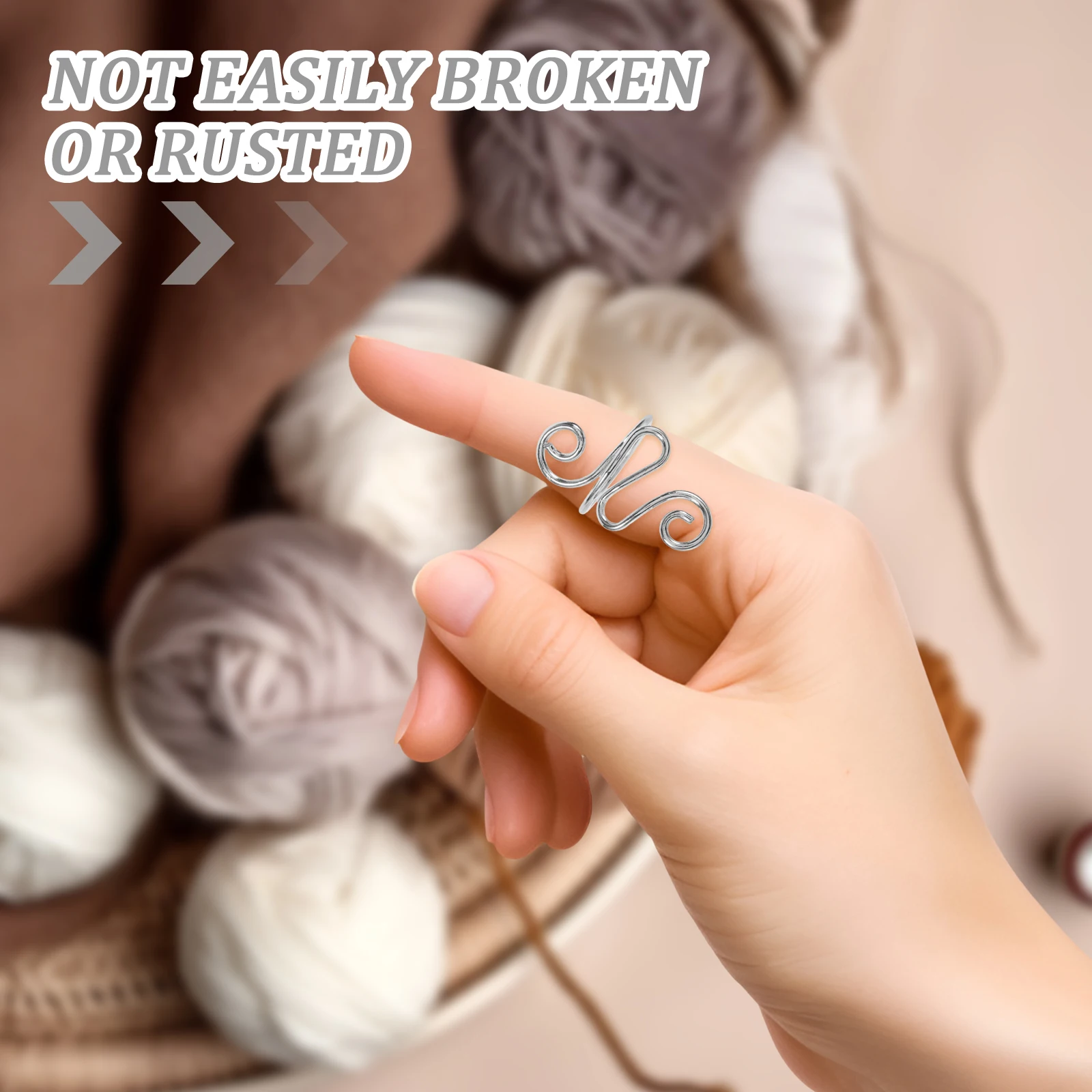 

5 Pcs Golden Knitting Rings for Finger Crochet Tools Aluminum Alloy Yarn Winder Portable Handmade