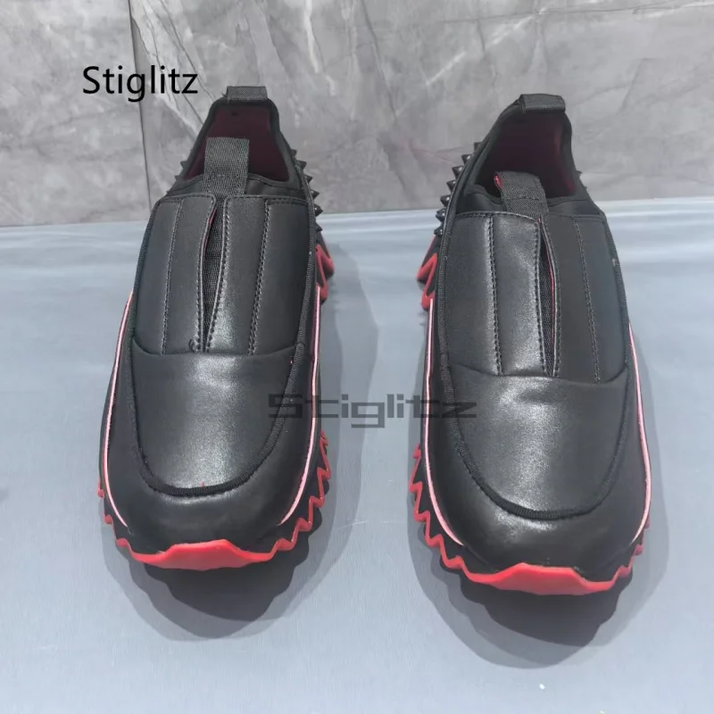 Zapatos informales de suela gruesa para hombre, zapatos deportivos informales de cuero, zapatos transpirables para parejas, zapatillas sin cordones para Otoño e Invierno