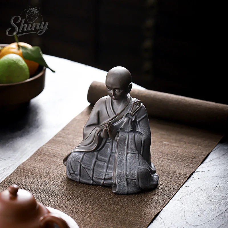 

Purple Sand Small Monk Tea Pet Zen Ceramic Decorative Ornaments Creative Characters Desktop Home Living Room Study Crafts
