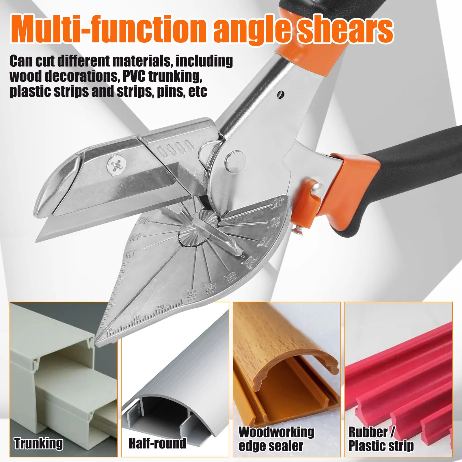 Angle Shear 45-135 Degree Miter Cutter Hand Shear Mitre Scissor Siding Wire Duct Cutter PVC PE Plastic Pipe Hose Scissors Tool