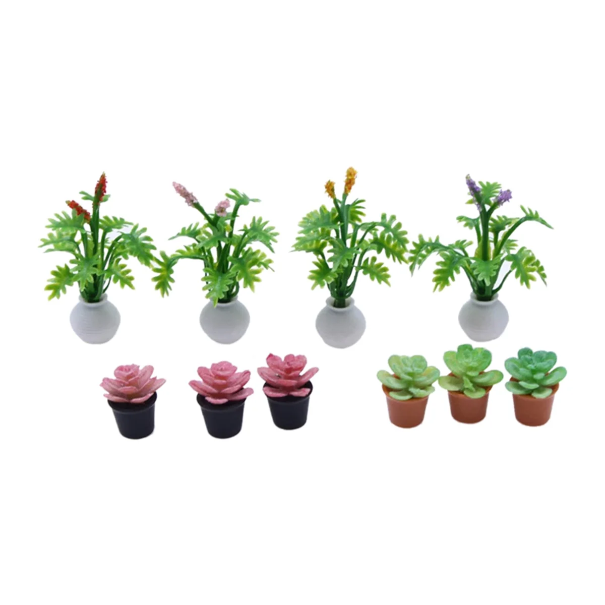 10pcs Mini Artificial Plant Miniature Decorations Flower Decor Mini Accessories Mini Pots Mini Plants Faux Plant