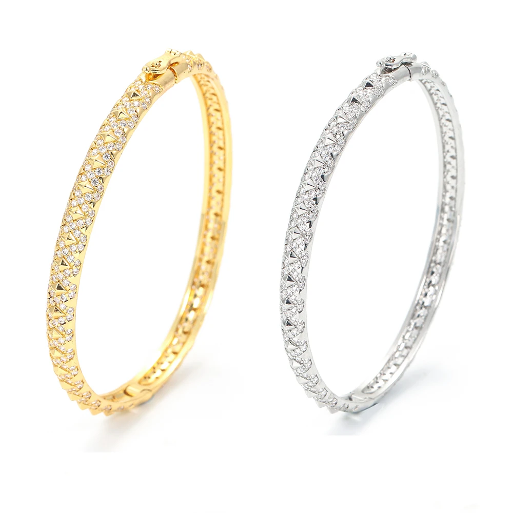 EYIKA Luxury Gold Plated Inlaid Cubic Zirconia X Shape Cross Cuff Bangle Silver Color Open Bracelet Women Wedding Jewelry Gift