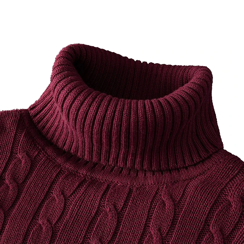 Autum Winter Warm Turtleneck Sweater Men\'s Casual Rollneck Knitted Pullover Keep Warm Men Jumper Knit Woolen Sweater