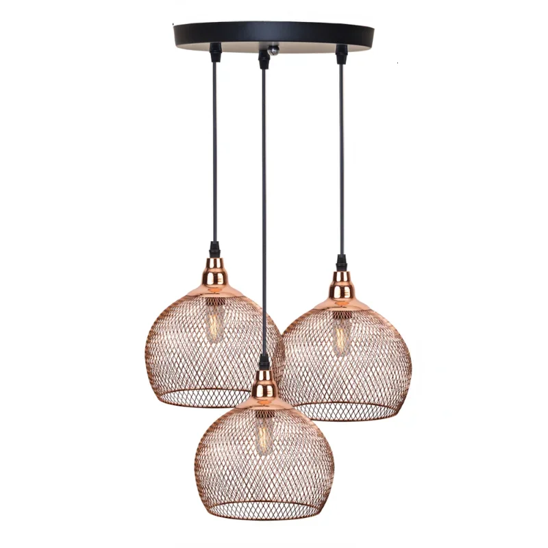 

Nordic Restaurant Bar Lighting Living Room Walkway Retro Rose Gold Bird Cage Creative Light Fixture Modern Simple Chandelier