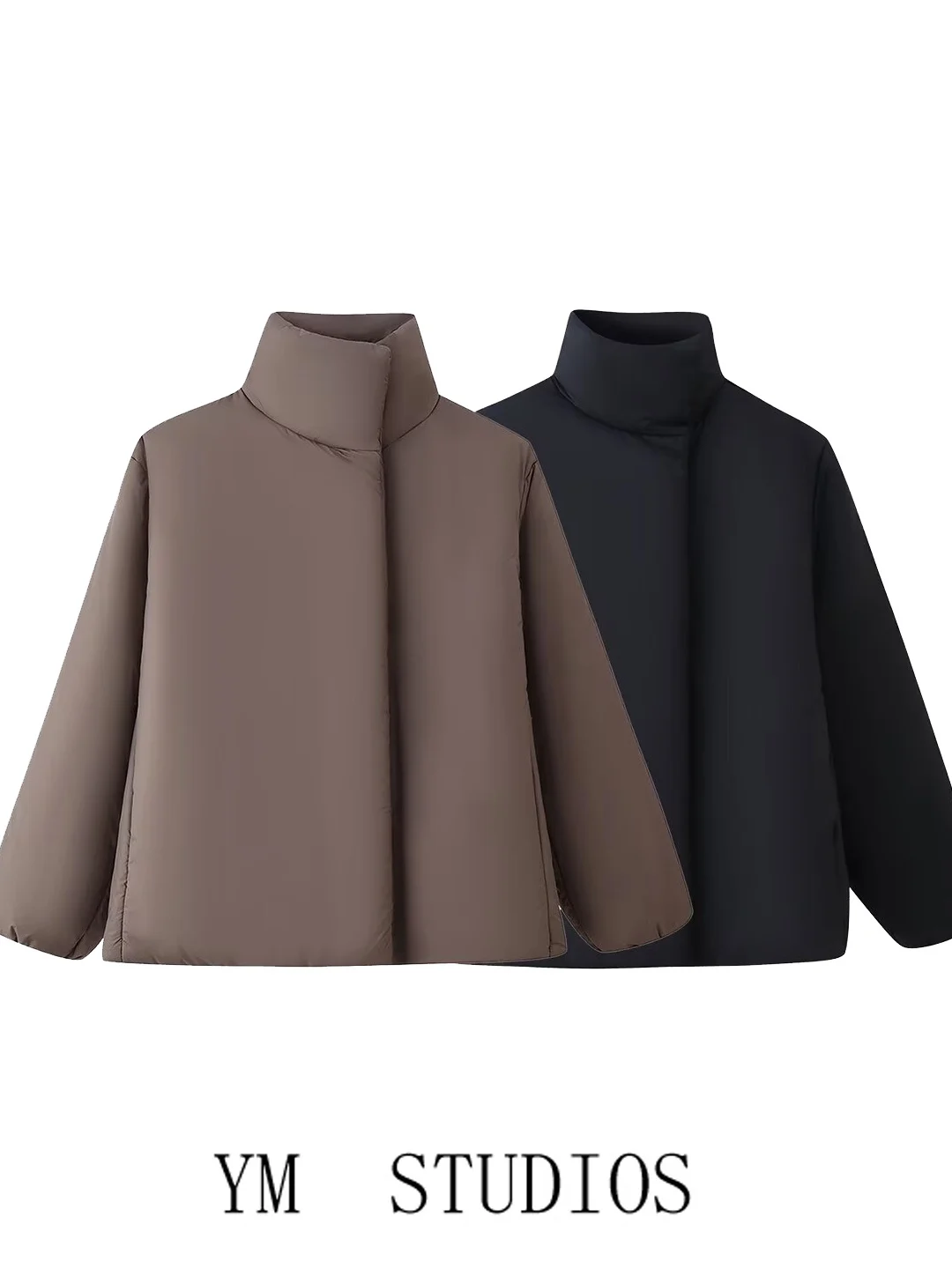 

Women's Thiened Cotton Jaet Stand Collar Loose Fit Casual Sle Puffy Design Winter Warm Coat Single Button Closure Long ...