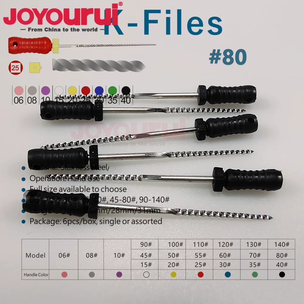 6pcs/Pack Dental Stainless Steel K Files H Reamers Endodontic Instruments Root Canal File Treatment 06# Dentista 21mm/25mm/31mm view 5