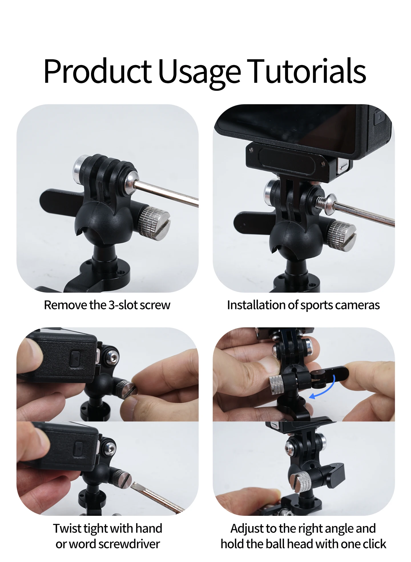 1/4 Schraube Fahrrad Vorbau Kamera Halterung Verstellbare Halterung für GoPro 13 DJI OSMO 360 Action Pocket3 Insta360 Fahrrad Lenker Ständer – Detail 8