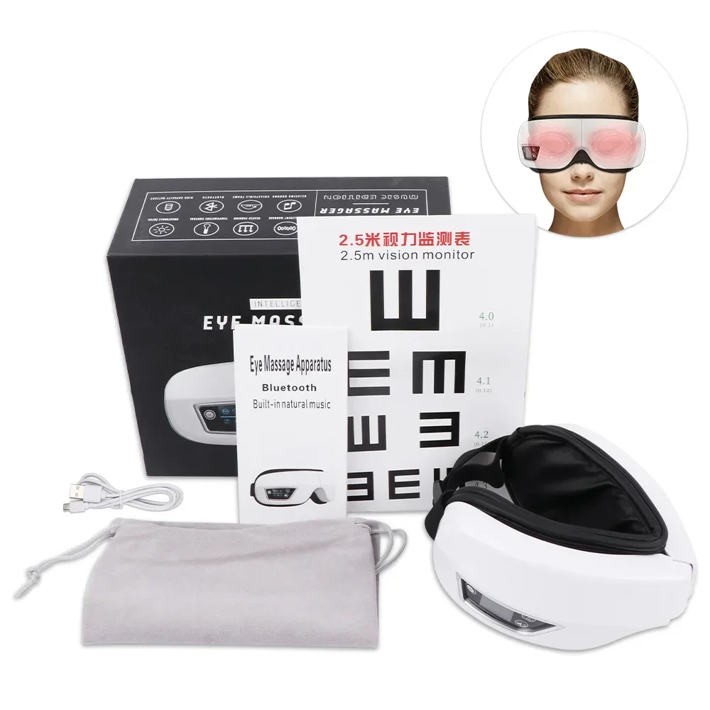 6D Eye Massager com Inteligente Airbag Vibração, Bluetooth Eye Care Instrumento, Compressa quente, Óculos de massagem, Bolsa de fadiga