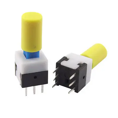 10pcs Lathing Locking Tactile Push Button Switch 6 Pin DIP Through Hole 8x8x21mm