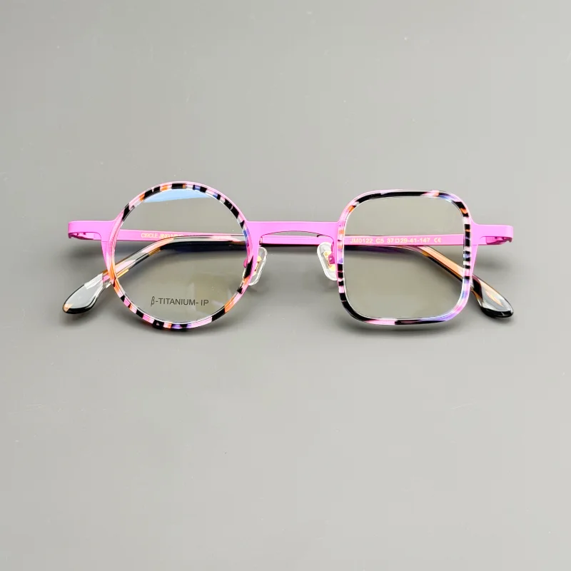 

Сверхлегкая односторонняя круглая оправа для очков из чистого титана для мужчин и женщин, персонализированные оптические очки люксового бренда, Мак.