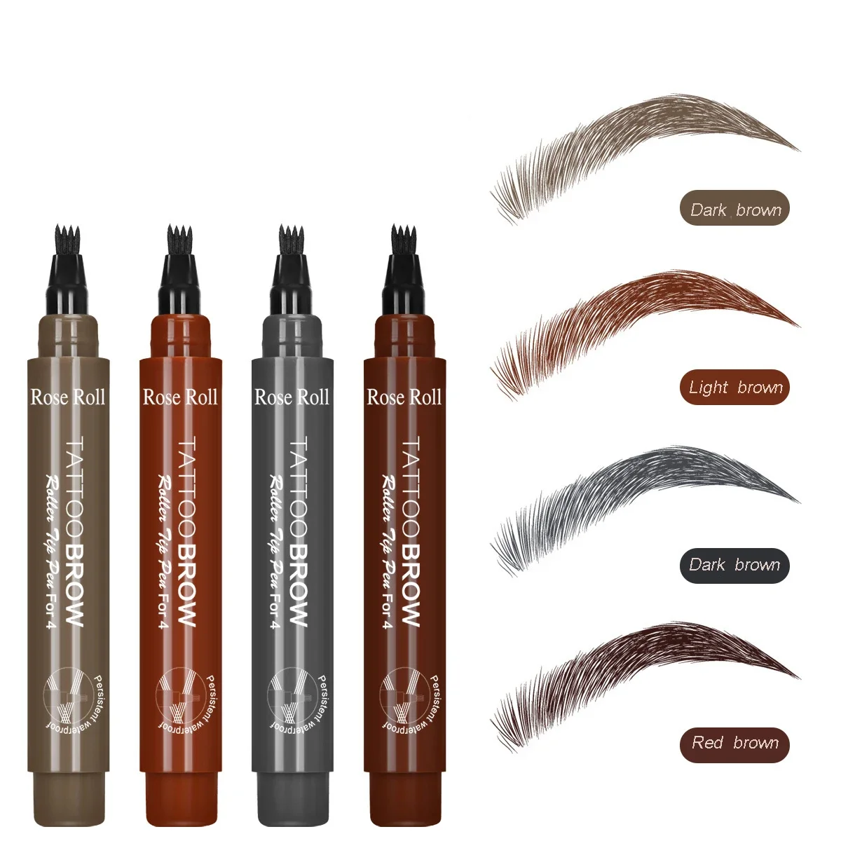 Pencil Filler For Men Black Brown 4-Tip Beard Pen Pencils Long Lasting Natural Makeup Detailing Filler Moustache & Eyebrows