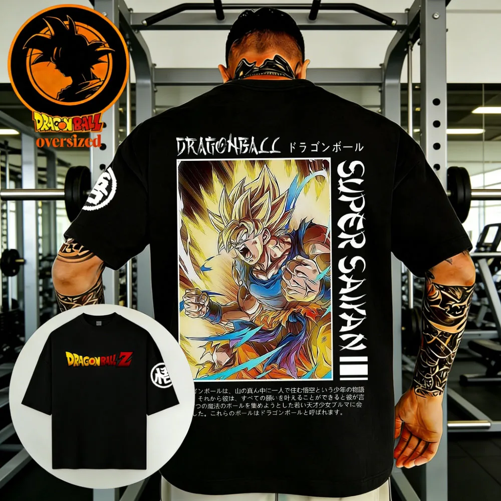 

Camiseta de Fitness Retro Dragon Ball 2026 em Algodão Puro para Homens, Oversized, de Manga Curta, Casual Unissex para Crianças