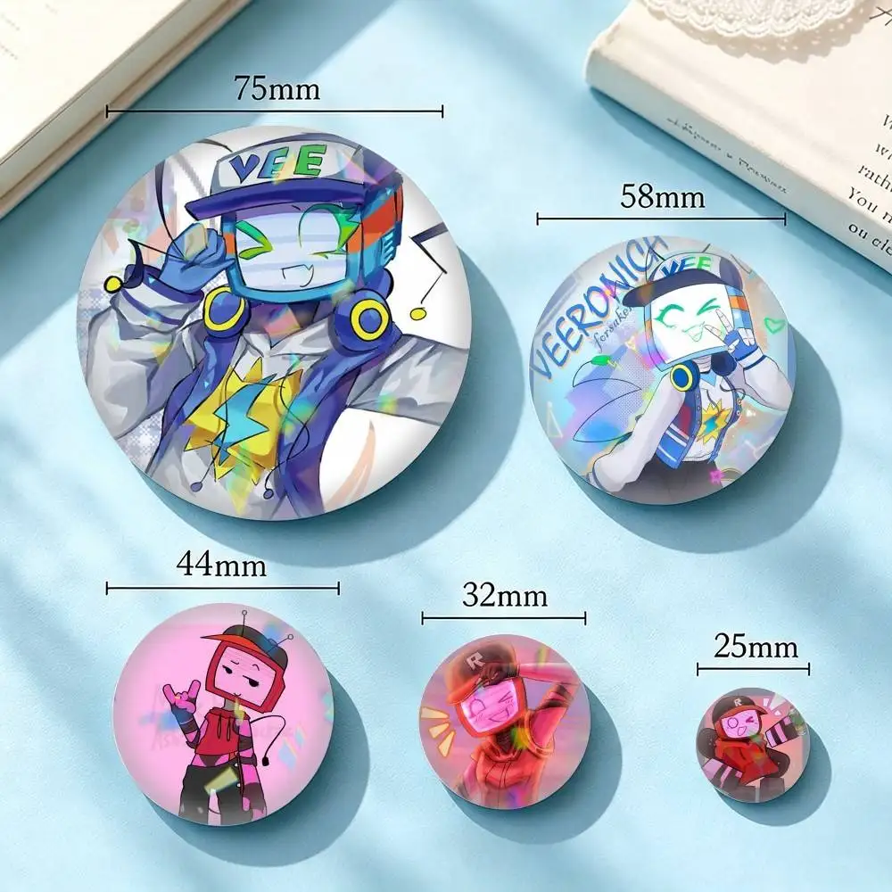 Veeronica TV Head-D 25mm 32mm 44mm 58mm 75mm Brooches Badges Pins for Accessories Gift