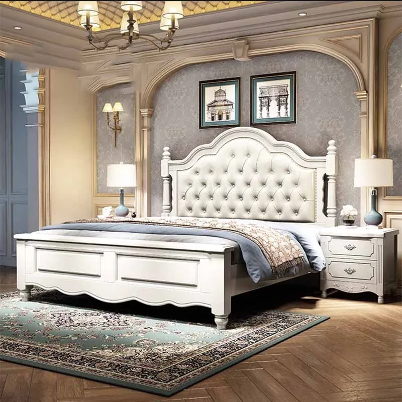 

Kawaii Wood Waterproof Double Bed Bedroom Soft White Modern Luxury Beds Queen Twin Upholstered Camas De Dormitorio Furniture