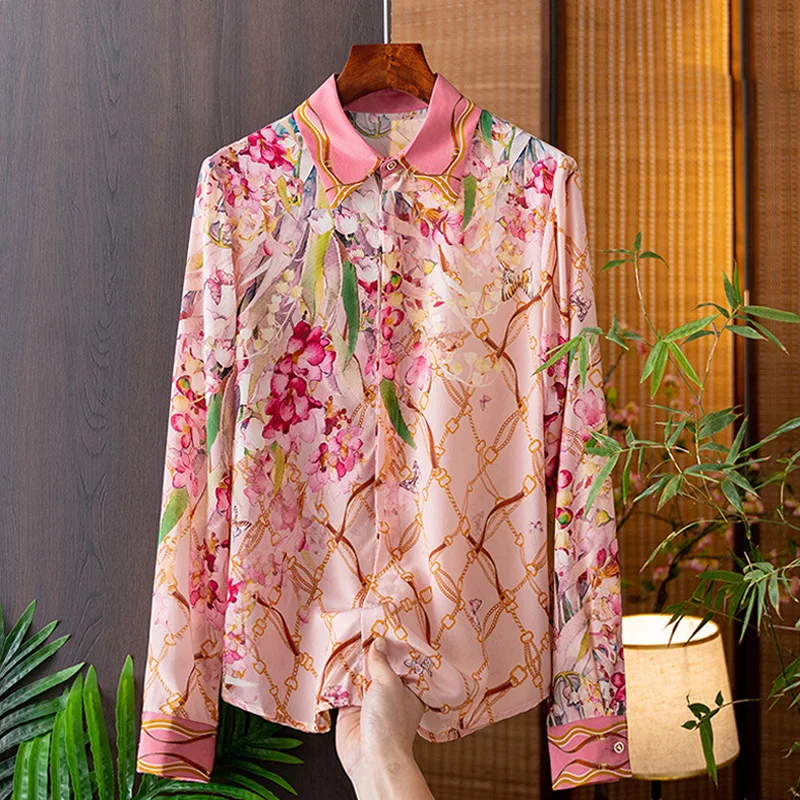 FANIECES Flower Print Women\'s Shirt Spring Autumn Long Sleeve Blouses Vintage Female Tops blusa mujer moda 2023 قمصان وبلوزات