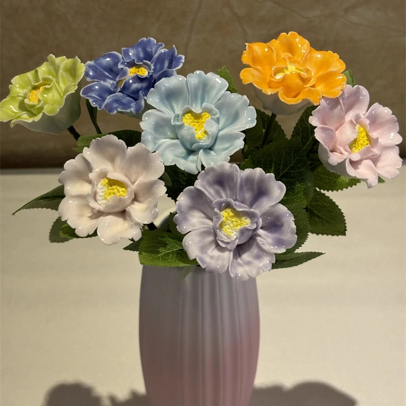 Creative Ceramic Flowers Peony Flowers and Cherry Blossoms Decorative Arts and Crafts Wall Decorations Home Decor Accessories