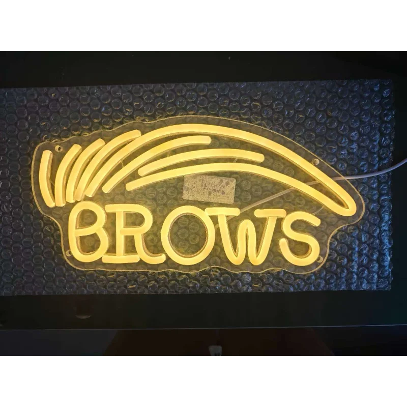 Brows Neon Signs Dimmable LED Business Sign for Beauty Salon Eyebrow Tattoo Room Wall Art Decoration USB Powered with Switch