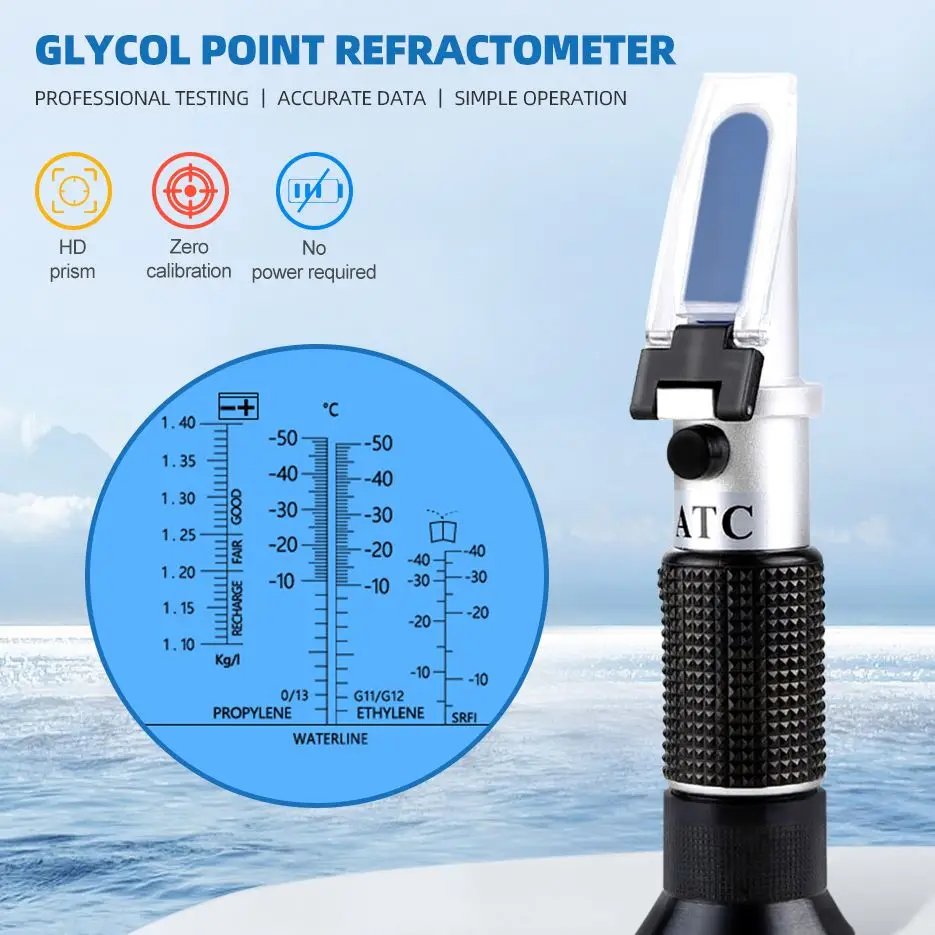 Refractometer for Car Automotive Antifreeze Tester Battery Fluid Antifreeze Measuring Device Glass Freezing Point Water Coolant