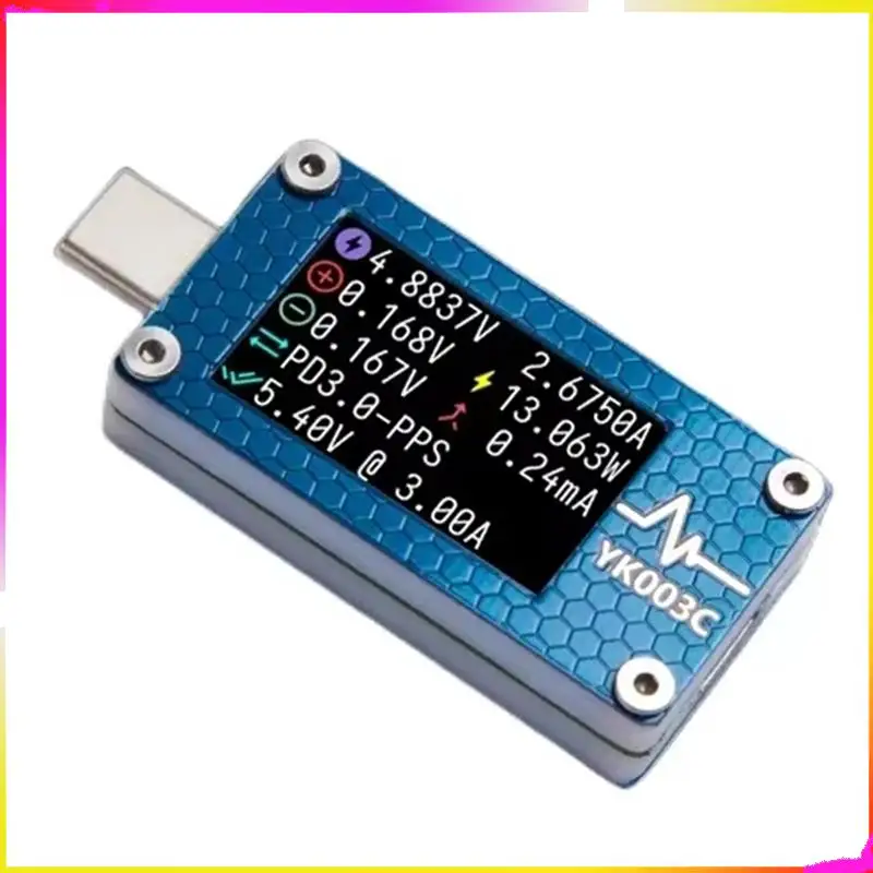 M04K YK003C USB تستر الفولتميتر مقياس التيار الكهربائي TYPE-C كشف الشحن السريع المتقدم وأداة قياس السعة