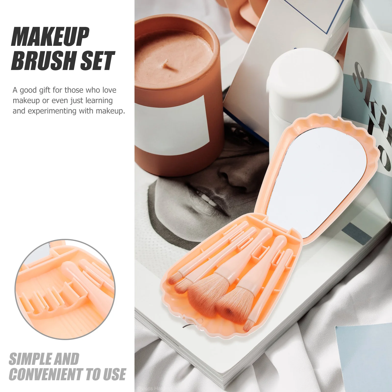 

5 Pcs Eyeshadow Blending Brush Travel Size Makeup Brushes Portable Supplies for Women
