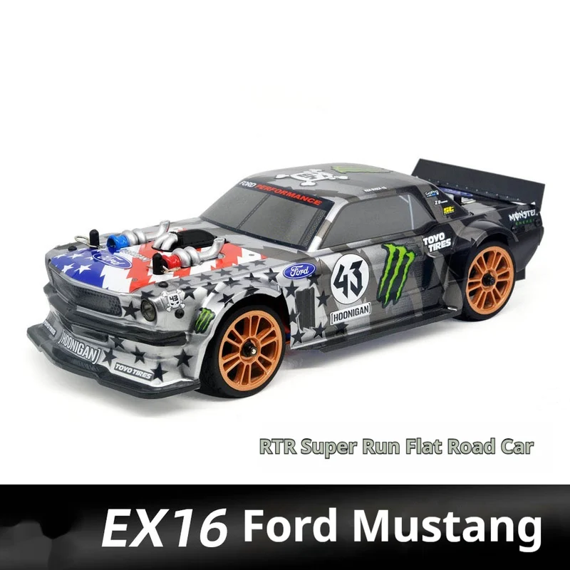 New EX16 Blasted Mustang 1/16 Simulation Flat Road Vehicle Rtr Super Run Rc Brushless Remote Control Car Toy Gift