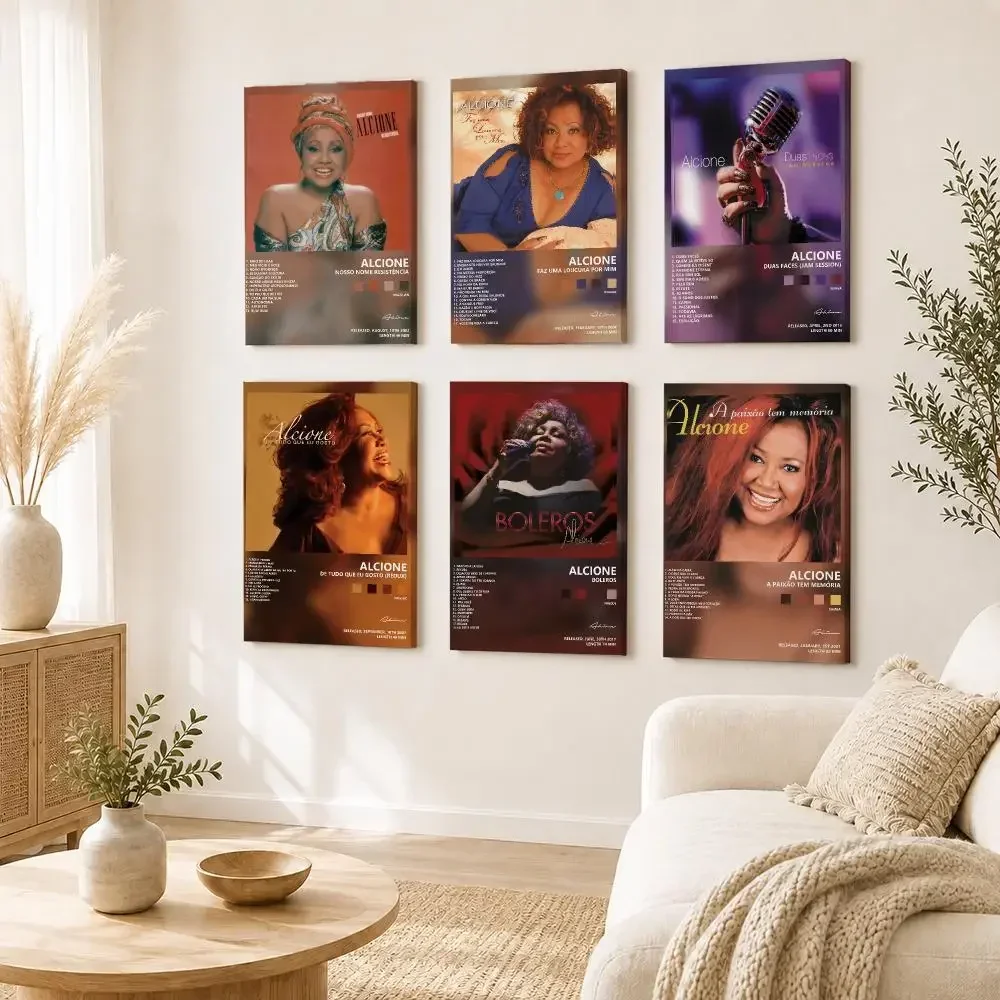 A-Alcione Singer Painting Calligraphy Framed Canvas Wall Art Print | Modern Poster | Home Hallway Decor