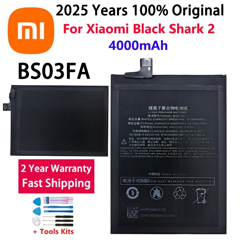 

2025 Years Phone High Quality Battery 4000mAh BS03FA BSO3FA Battery For Xiaomi Black Shark 2 Rechargeable Bateria Batteries