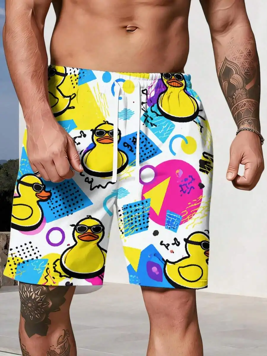 

Men Beach Shorts Summer Rubber Duck Sunglasses Pop Art Geometric Pattern Casual Comfortable Outdoor Holiday Travel