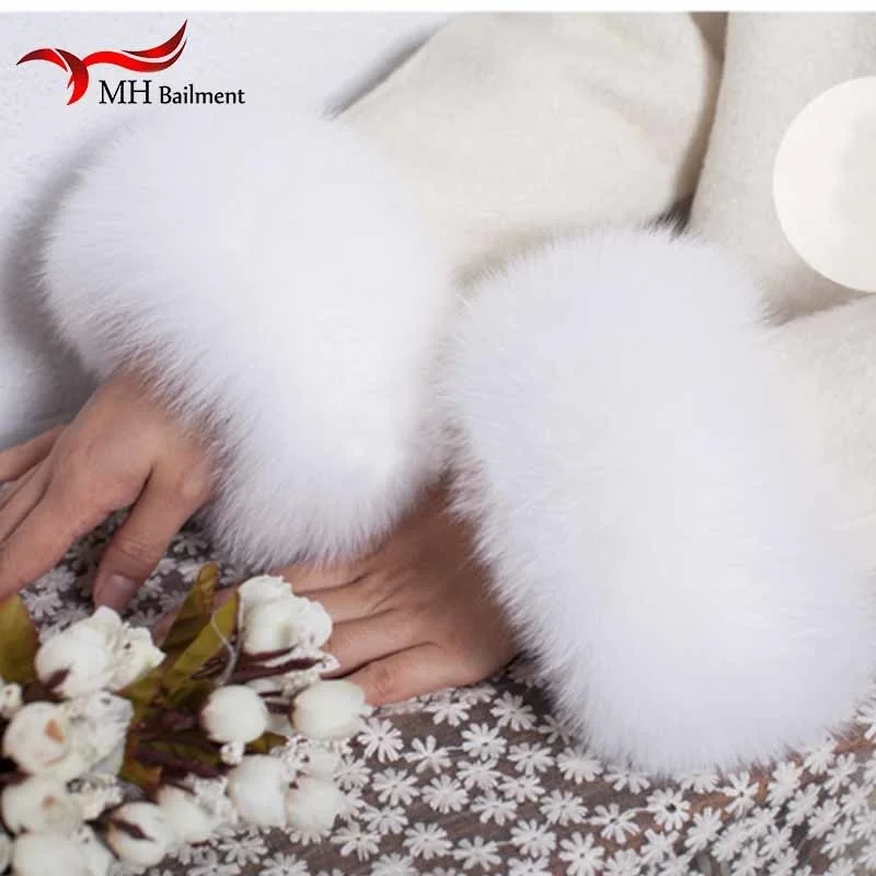 Fox Fur Cuffs Genuine Fox Fur Cuff Arm Warmer Lady Bracelet Real Fur Wristband Glove Raccoon Fur Cuffs